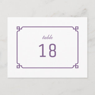 Purple Deco Chic Numéro de table Carte postale