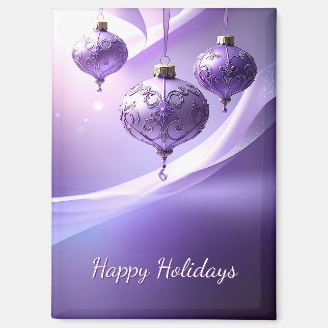 Purple Decorative Christmas Ball Holiday Magnet (Vorderseite)