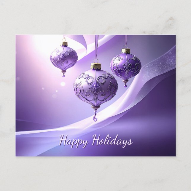 Purple Decorative Christmas Ball Holiday Postcard Postkarte (Vorderseite)