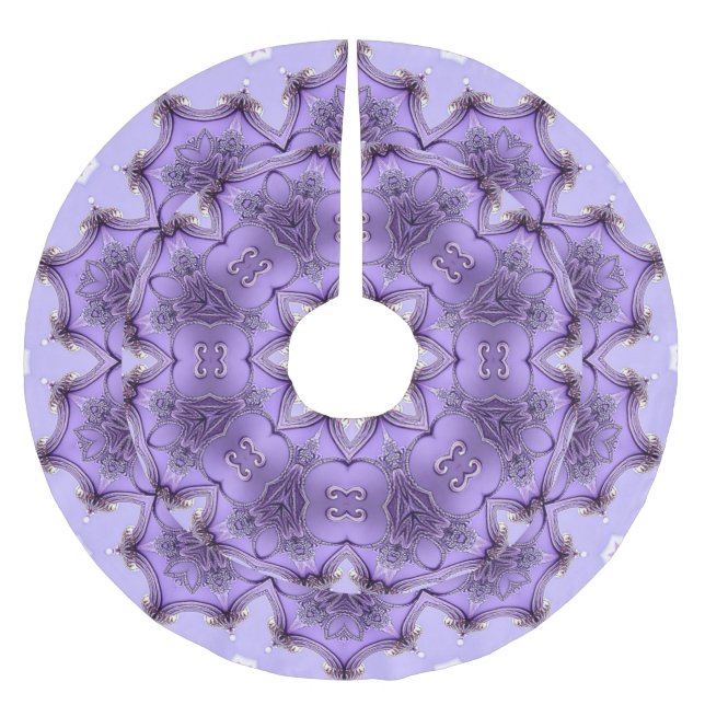 Purple Decorative Christmas Tree Skirt Polyester Weihnachtsbaumdecke (Vorderseite)
