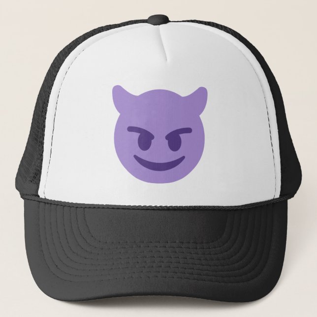 Purple Devil Emoji Truckerkappe (Vorderseite)