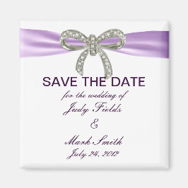 Purple Diamond Bow Wedding Save The Date Magnet