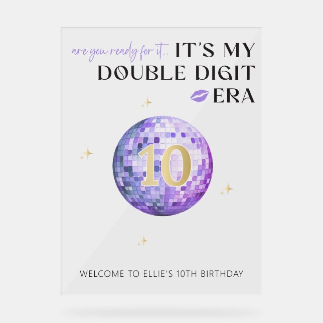 Purple Disco Double Chiffre Accueil Anniversaire (Recto)