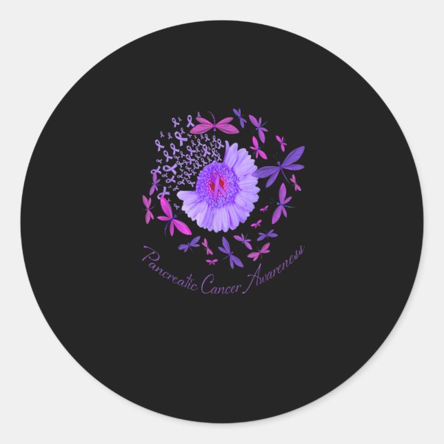 Purple Dragonfly Pancreatic Cancer Awareness Runder Aufkleber (Vorderseite)