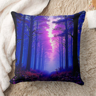 Purple Dusk Woods: Surreal Art Kissen
