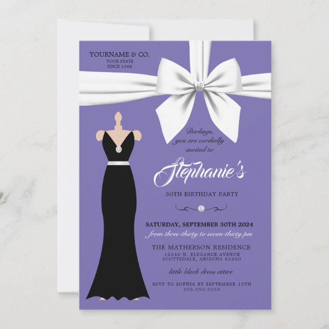Purple Elegance Mode Tiffany Invitation Anniversai (Devant)