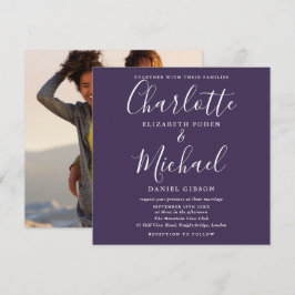 Purple Elegant Script Mariage Photo Invitation