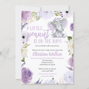 Purple Elephant Baby Shower Invitations pour une f