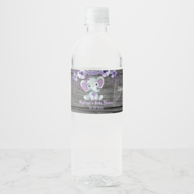 Purple Elephant bouteille d'eau étiquette pour fil (Devant)