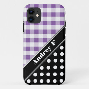 Purple En vichy Black Polka Dot iPhone 5 Coque
