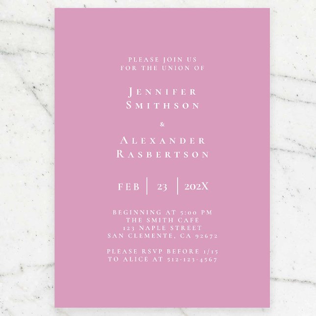 Purple et blanc Élégant mariage Invitation (Créateur téléchargé)