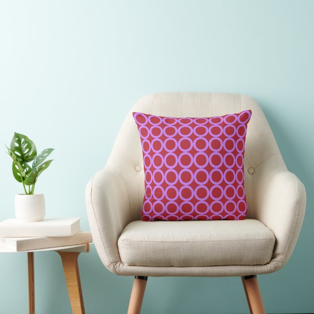 Purple et Garnet Red Circle Art Jeter Oreiller (Chaise)