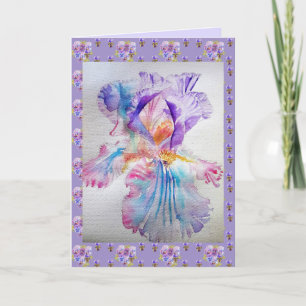 Purple Ethereal Iris fleurie carte d'anniversaire