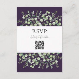 Purple Eucalyptus QR Code Wedding RSVP  Begleitkarte