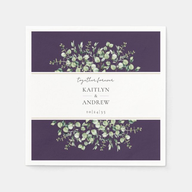 Purple Eucalyptus Together Forever Wedding  Serviette (Vorderseite)