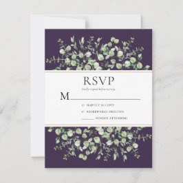 Purple Eucalyptus Wedding RSVP Karte