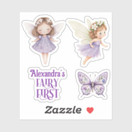 Purple Fairy First Customizable Party Favor Aufkleber