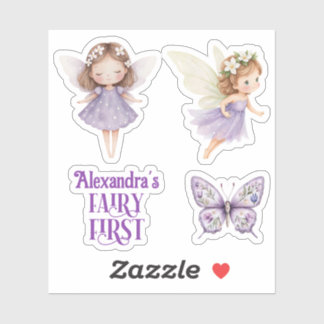 Purple Fairy First Customizable Party Favor Aufkleber