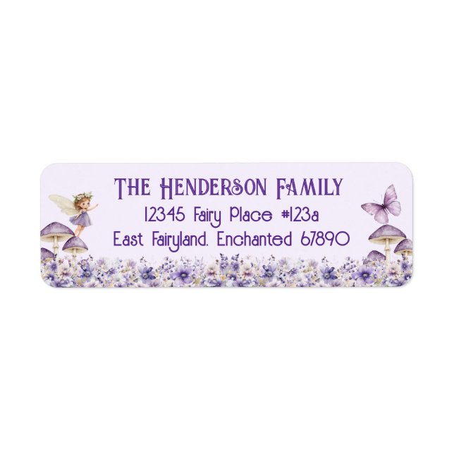 Purple Fairy Party Return Address Label (Vorne)