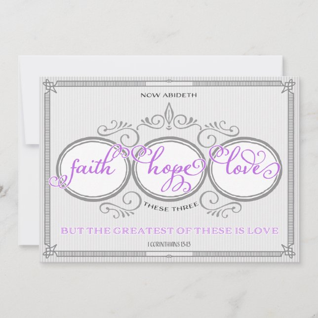Purple Faith Hope Love Faire-part de mariage (Devant)