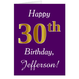 Purple, Faux Gold 30e anniversaire + Nom personnal