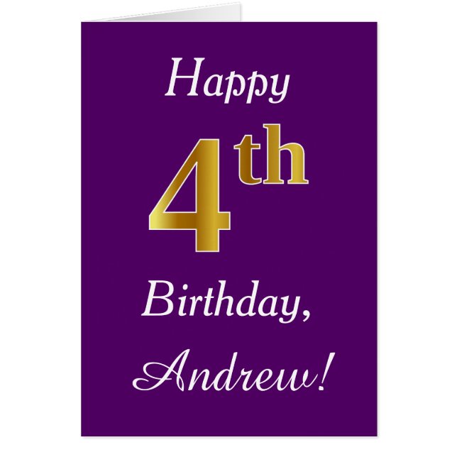 Purple, Faux Gold 4e anniversaire + Nom personnali (Devant)