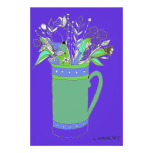 Purple Fleurs Colorées Originales Dans Une Affiche
