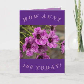 Purple Floral 100e Anniversaire Carte pour tante