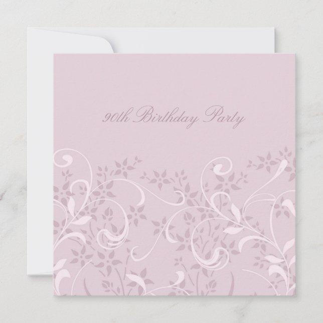 Purple Floral 90e anniversaire Invitations (Devant)