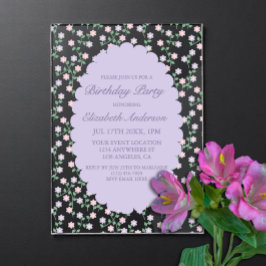 Purple Floral Birthday Acryleinladungen