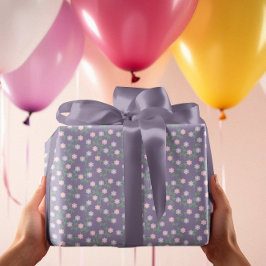 Purple Floral Birthday Geschenkpapier
