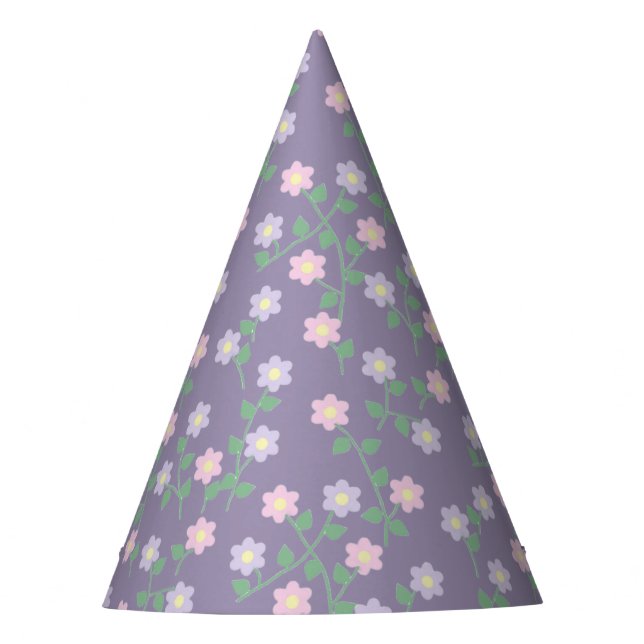 Purple Floral Birthday Partyhütchen (Vorderseite)