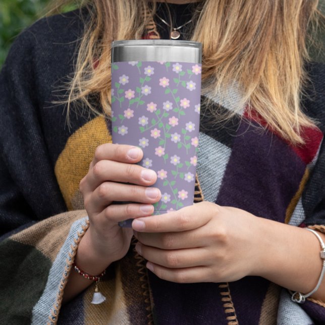 Purple Floral Birthday Thermobecher (Von Creator hochgeladen)