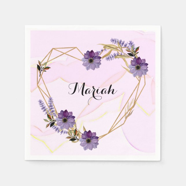 Purple floral blooming garden serviette (Vorderseite)