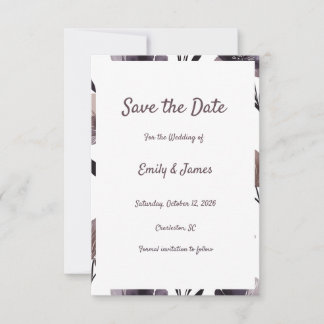 Purple Floral Botanical Wedding Save The Date