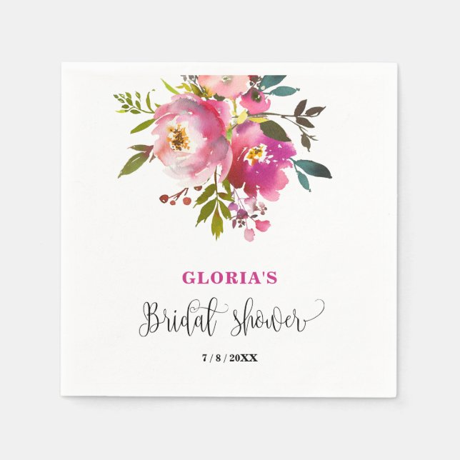 Purple Floral  Bridal Shower  Serviette (Vorderseite)