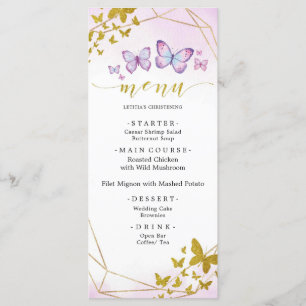 Purple Floral Butterfly Party Menu Sign