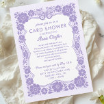 Purple Floral Card Shower by Mail 50th Birthday Einladung<br><div class="desc">This personalized birthday card shower invitation is perfect for hosting a shower by mail to celebrate a 50th birthday or any milestone birthday, inviting friends and family to send heartfelt cards to someone special. The hand drawn design features a retro inspired Talavera style, lavender floral border frame with a butterfly...</div>