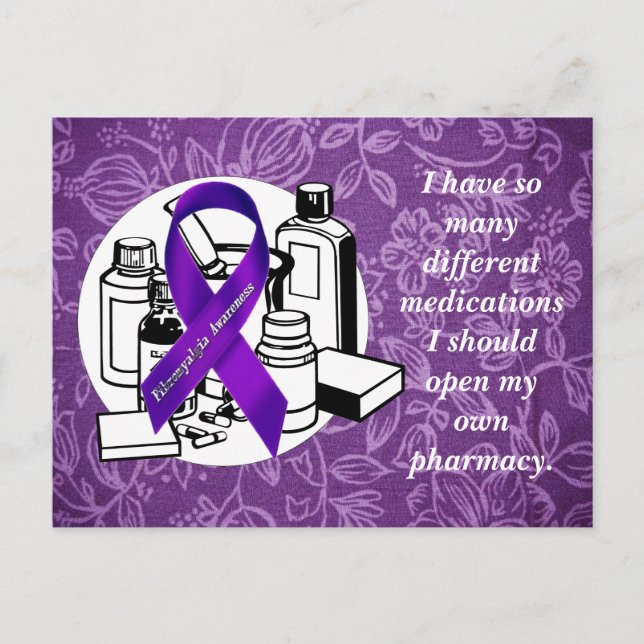 Purple Floral Cloth - Fibromyalgia Awareness Postkarte (Vorderseite)