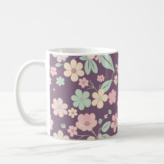 Purple Floral Coffee Mug (Gauche)