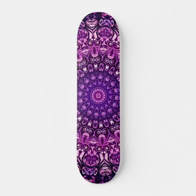 Purple Floral Damask Pattern    Skateboard (Vorne)