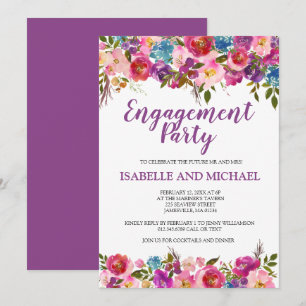 Purple Floral Engagement Party Einladungen