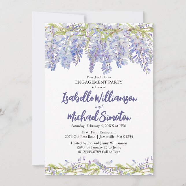 Purple Floral Engagement Party Einladungen (Vorderseite)