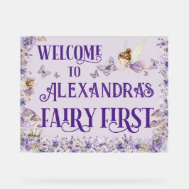 Purple Floral Fairy First 11x14 Birthday Welcome Acrylschild