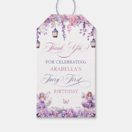 Purple Floral Fairy First Birthday Thank You Geschenkanhänger