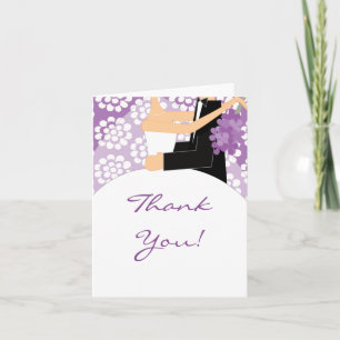 Purple Floral Mariée & Groom Merci Carte Note