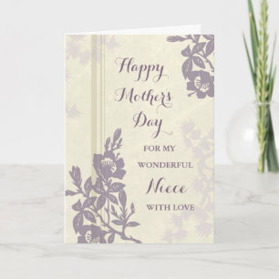 Purple Floral Niece Joyeuse carte de fête des mère