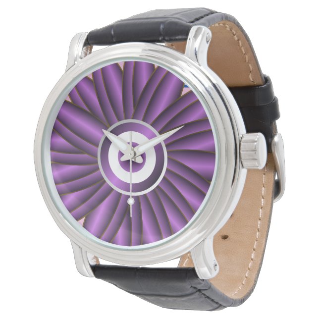 Purple Floral Pattern Modern Abstract Flower Desig Armbanduhr (Schrägansicht)