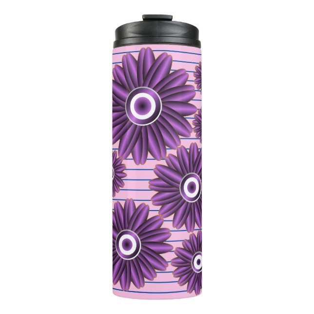 Purple Floral Pattern Modern Abstract Flower Desig Thermosbecher (Vorderseite)