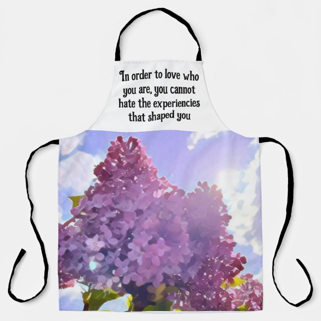 purple Floral photo bouquet inspirational phrase Schürze (Vorderseite)